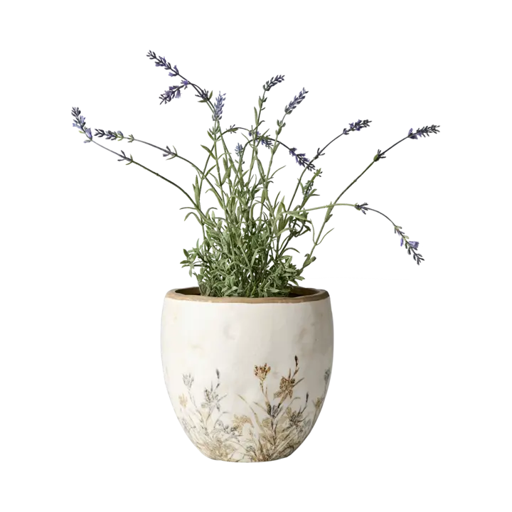 TUVA Kruka 19 cm – Vit och lila och beige från Affari of Sweden