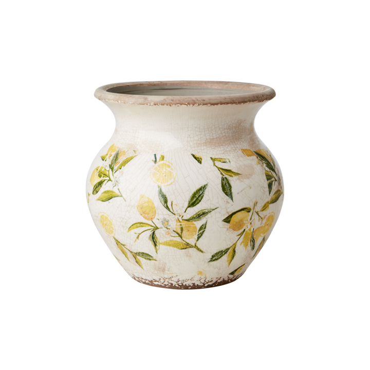 LEMONA Urna M, Vit/grön/gul – diameter: 10/19 cm, höjd: 18 cm