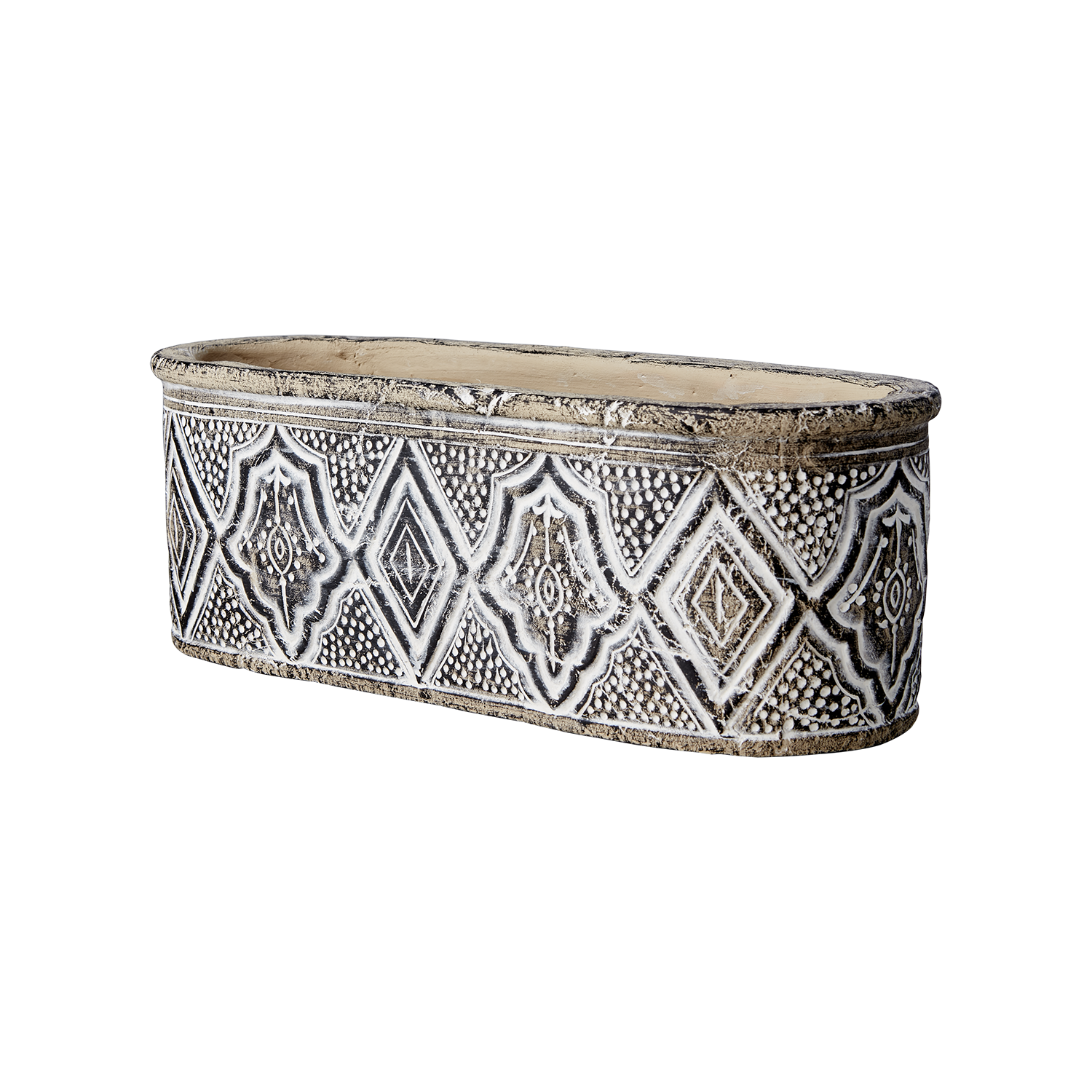 CAMILLE kruka fotograferad från en vinkel som visar den ovala formen och bruna färgen