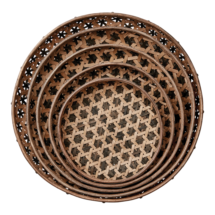 SINAN Fat, set om 5, Natur – diameter: 43 cm, höjd: 9 cm, diameter: 50 cm, höjd: 10 cm, diameter: 59 cm, höjd: 11 cm, diameter: 68 cm, höjd: 12 cm, diameter: 75 cm, höjd: 13 cm