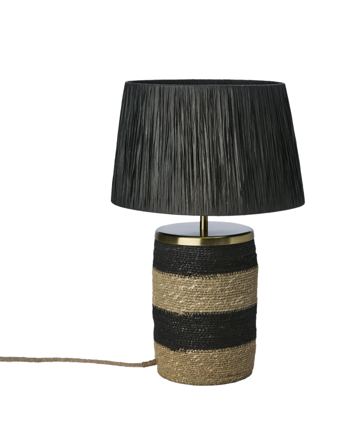 LANDO Bordslampa, Svart/natur – diameter: 15/30 cm, höjd: 47 cm