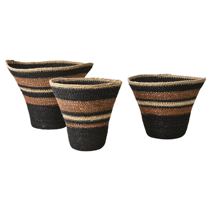 MADIBA Korg, set om 3, Svart/brun/beige – diameter: 7/15 cm, höjd: 16 cm, diameter: 9/17 cm, höjd: 16 cm, diameter: 10/24 cm, höjd: 18 cm