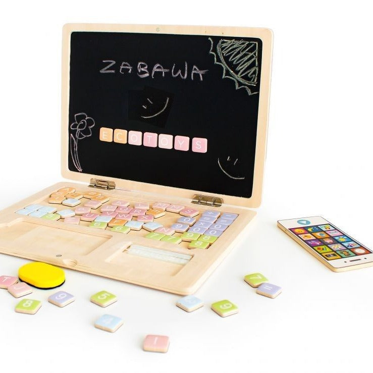 Bärbar dator/surfplatta + telefonset i trä ECOTOYS