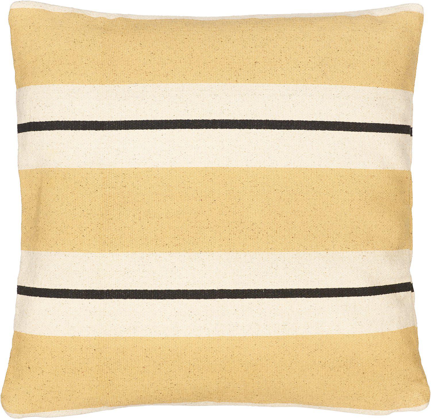 Selma kuddfodral havre 45x45 cm med gula och svarta ränder