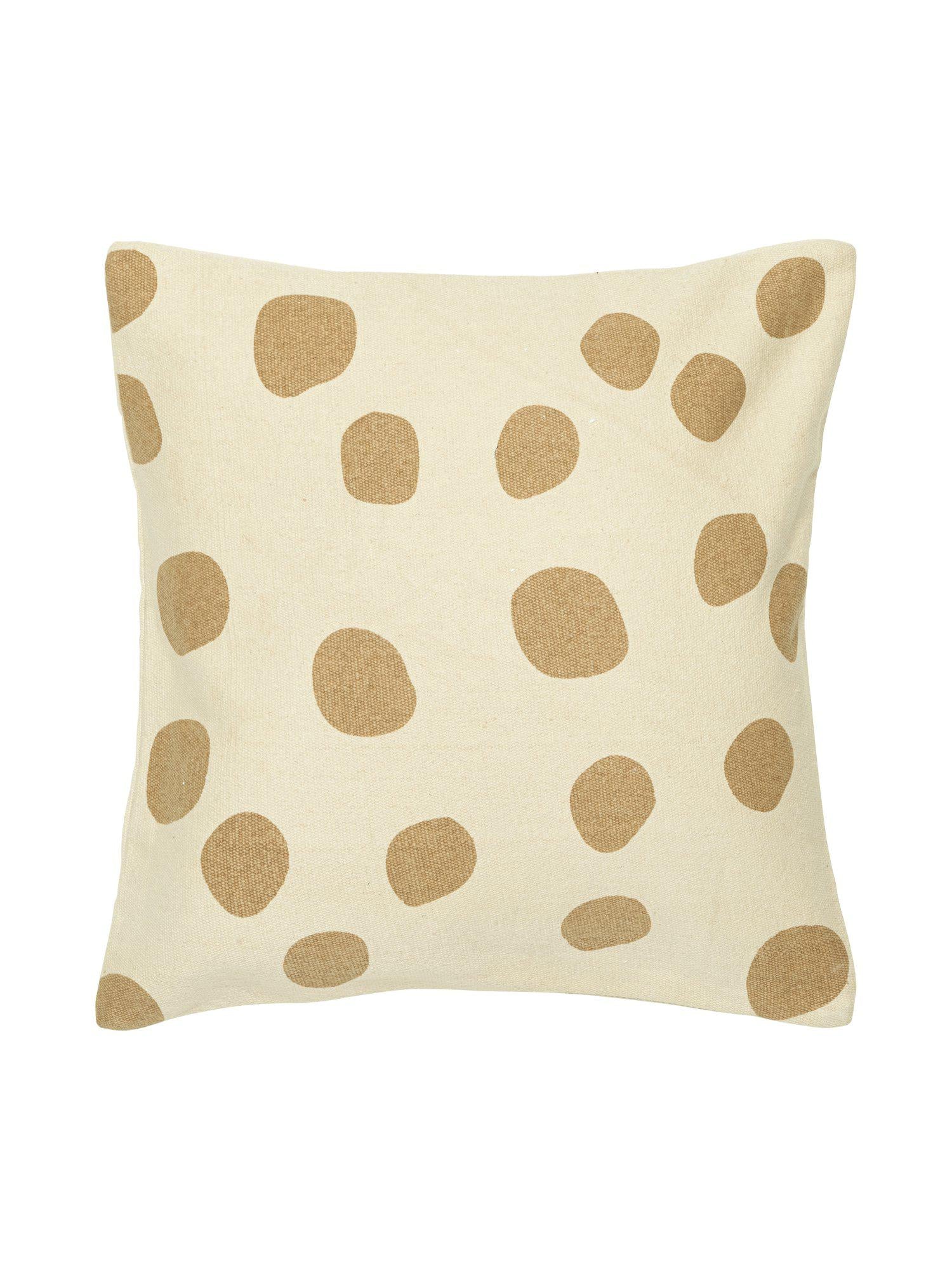 Dorte kuddfodral iskaffe 50x50 cm i bomullsväv med brunt prickigt mönster
