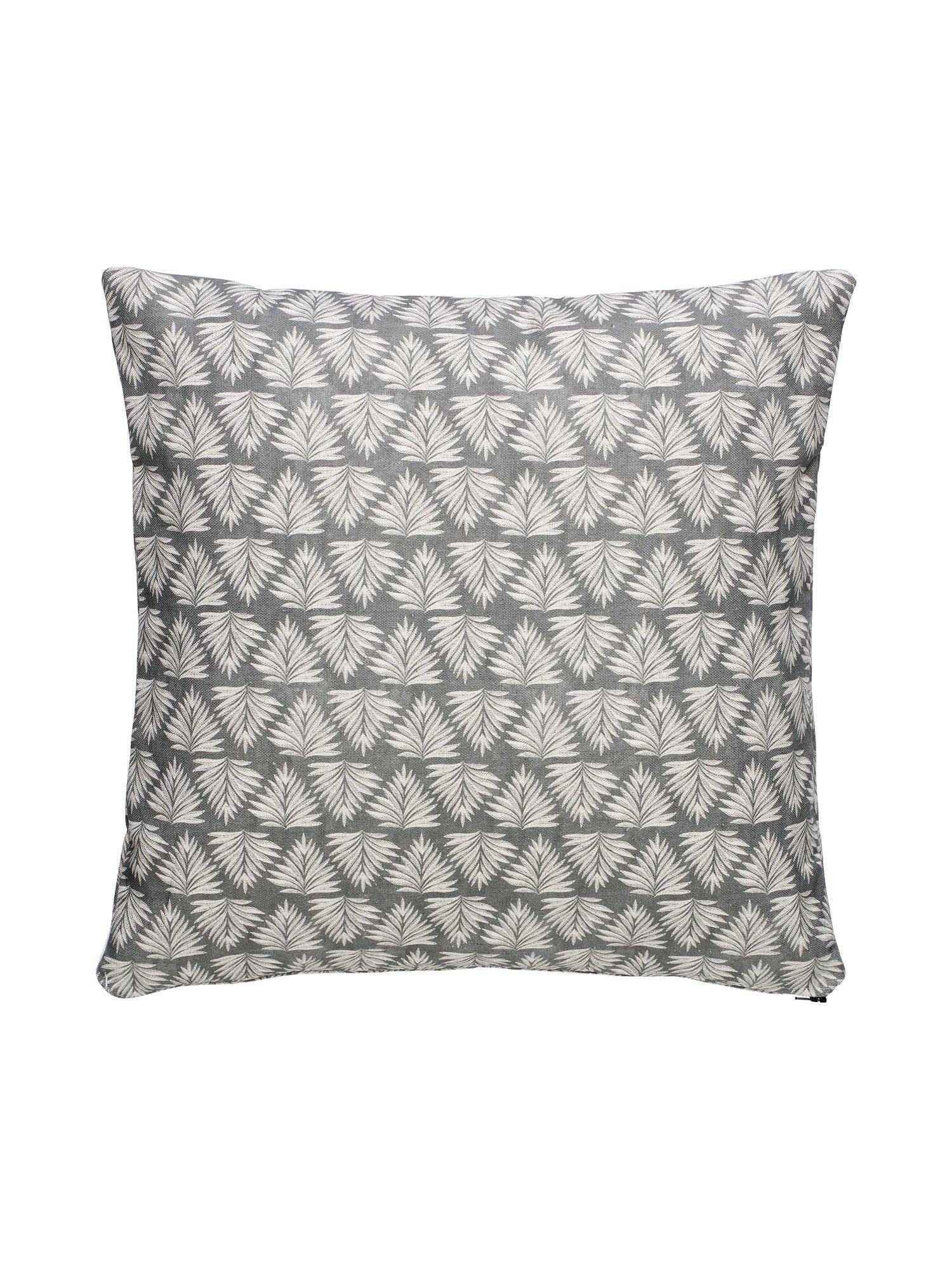 Grått mönstrat Aloe kuddfodral 45x45 cm med vitt bladmönster