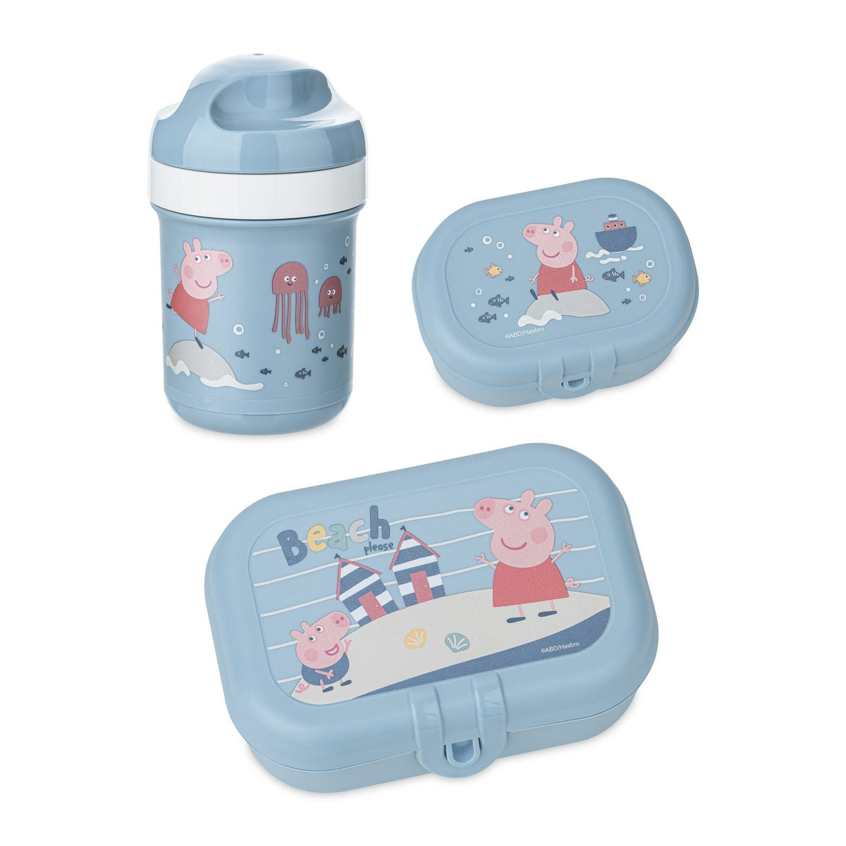 Matlådeset Peppa Pig Waves To Go 2 Matlådor + Vattenflaska 20cl från Koziol