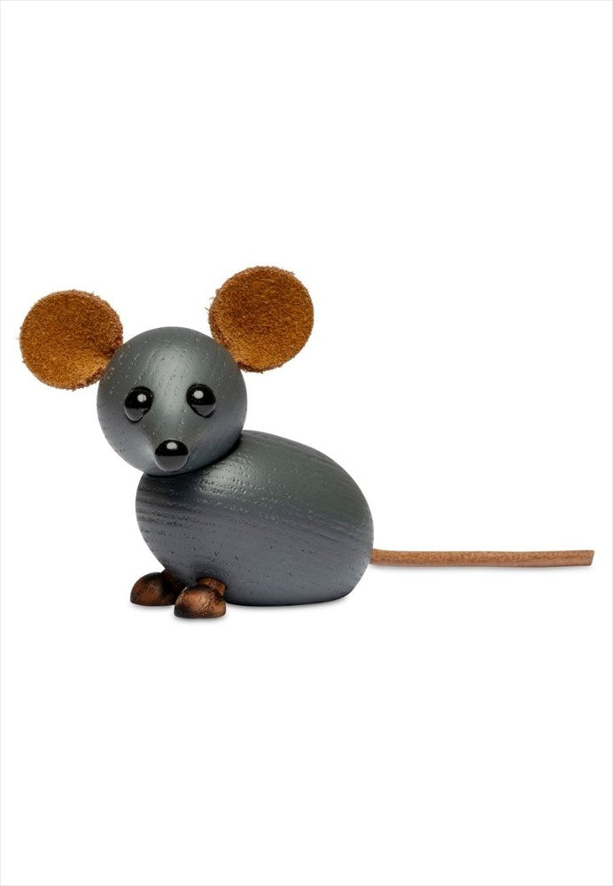 The House Mouse Trädekoration 4,5 cm Grå Segmenterad Träfigurer Spring Copenhagen