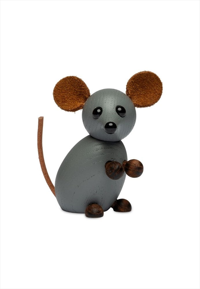 The Farm Mouse Trädekoration 7 cm Grå Segmenterad Träfigurer Spring Copenhagen
