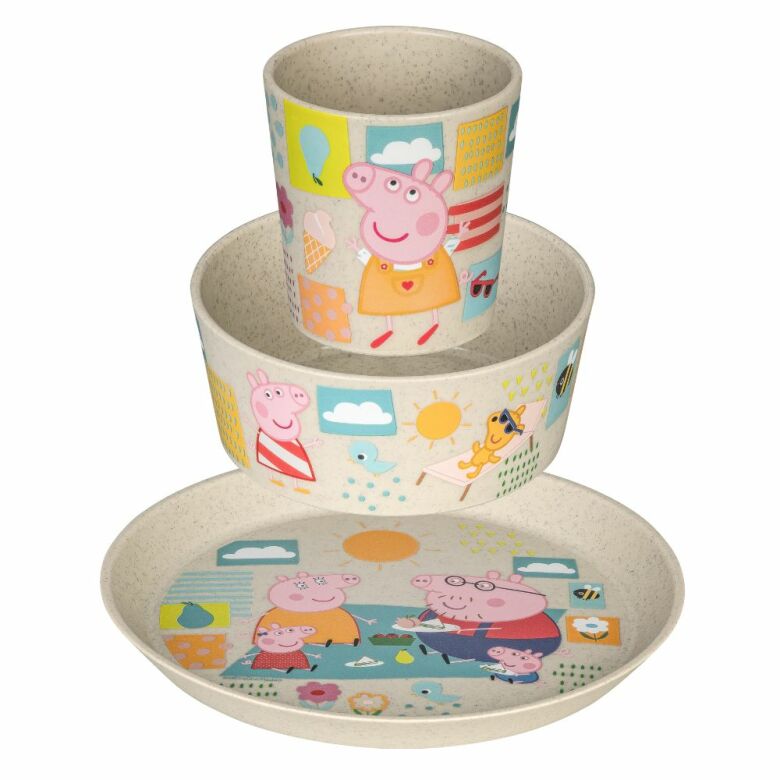 Greta Gris mugg och skål i hållbart material från Connect barnkollektion