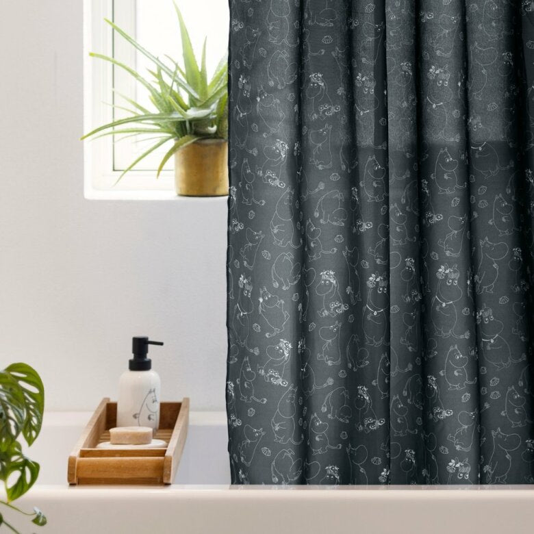 Mumin Duschdraperi 180x200cm Svart Dsignhouse x Moomin