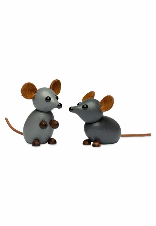 The Farm Mouse Trädekoration 7 cm Grå Segmenterad Träfigurer Spring Copenhagen