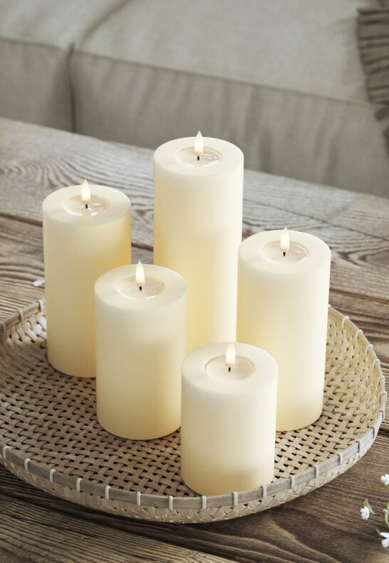 LED Blockljus Cream 7,5x20 cm DeluxeHomeart