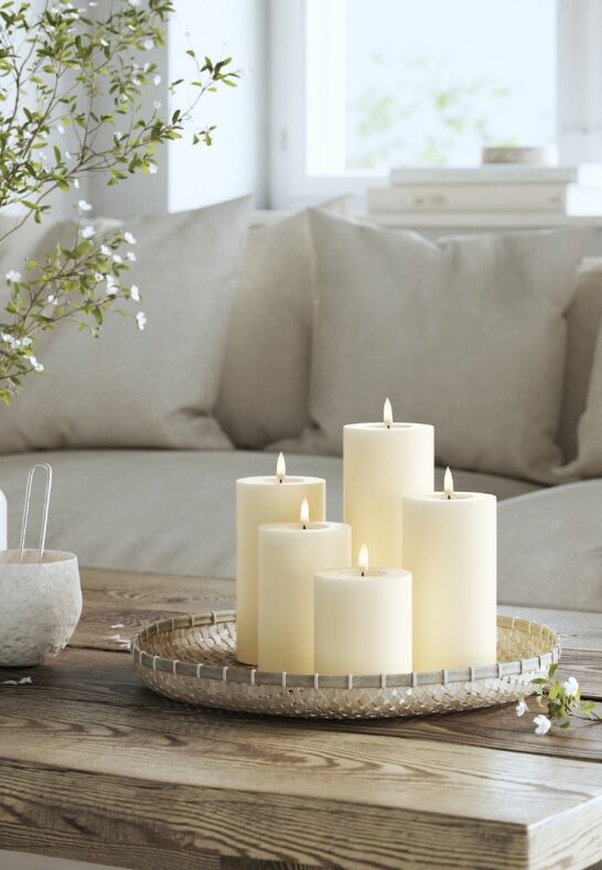 LED Blockljus Cream 7,5x15 cm DeluxeHomeart