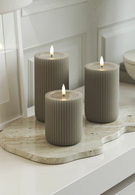 Unique LED Blockljus Stripe Sand 8x15 cm Unique Candles