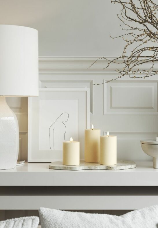 Unique LED Blockljus Cream 7,5x10 cm Unique Candles