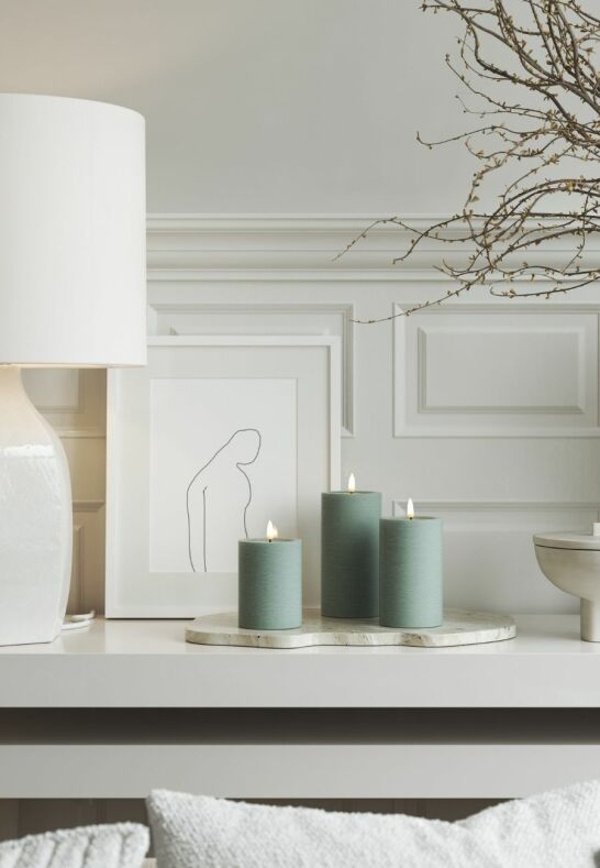 Unique LED Blockljus Sage Green 7,5x12,5 cm Unique Candles