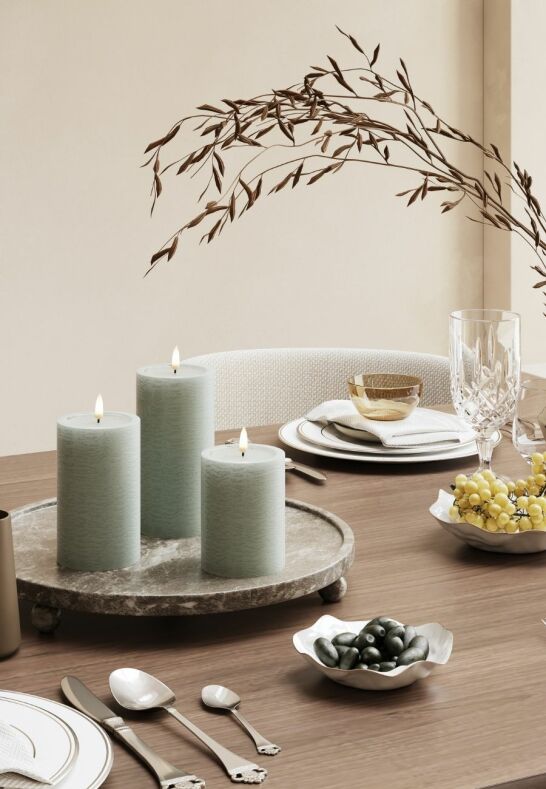 Unique LED Blockljus Sage Green 7,5x12,5 cm Unique Candles