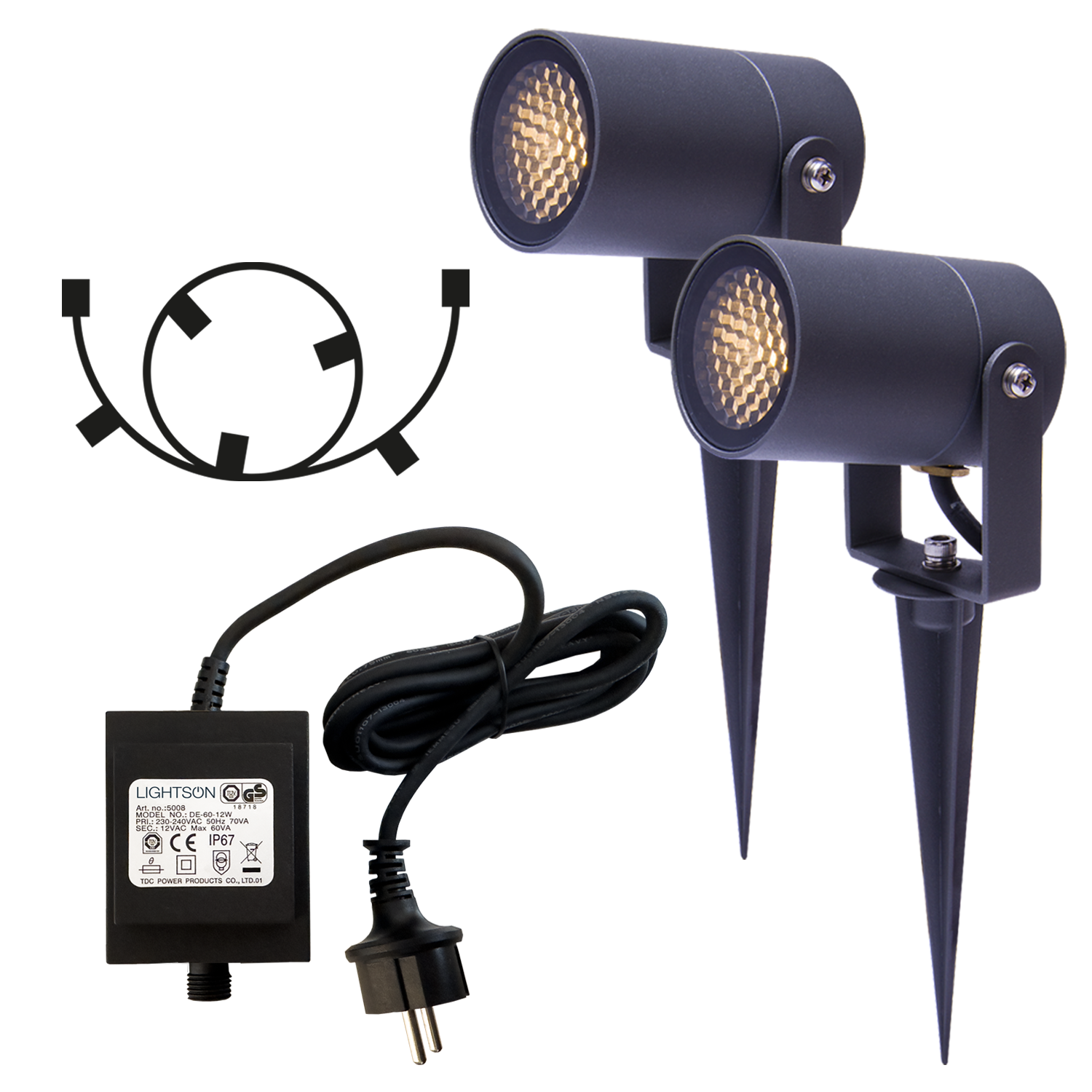 Luna Start (mörkgrå) Markspottar LightsOn Garden Plug & Play