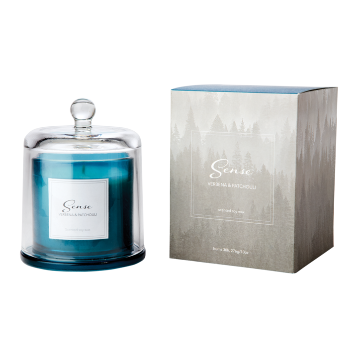 SENSE Doftljus med kupa Verbena & patchouli, Blå – diameter: 11 cm, höjd: 13 cm