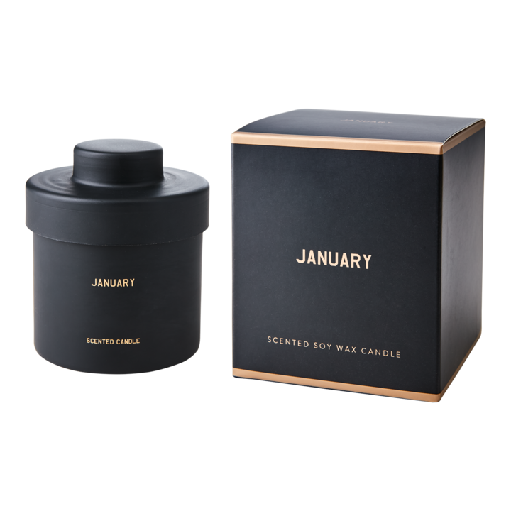 CALENDAR Doftljus Melon, peach & apple, Svart – diameter: 8 cm, höjd: 10 cm