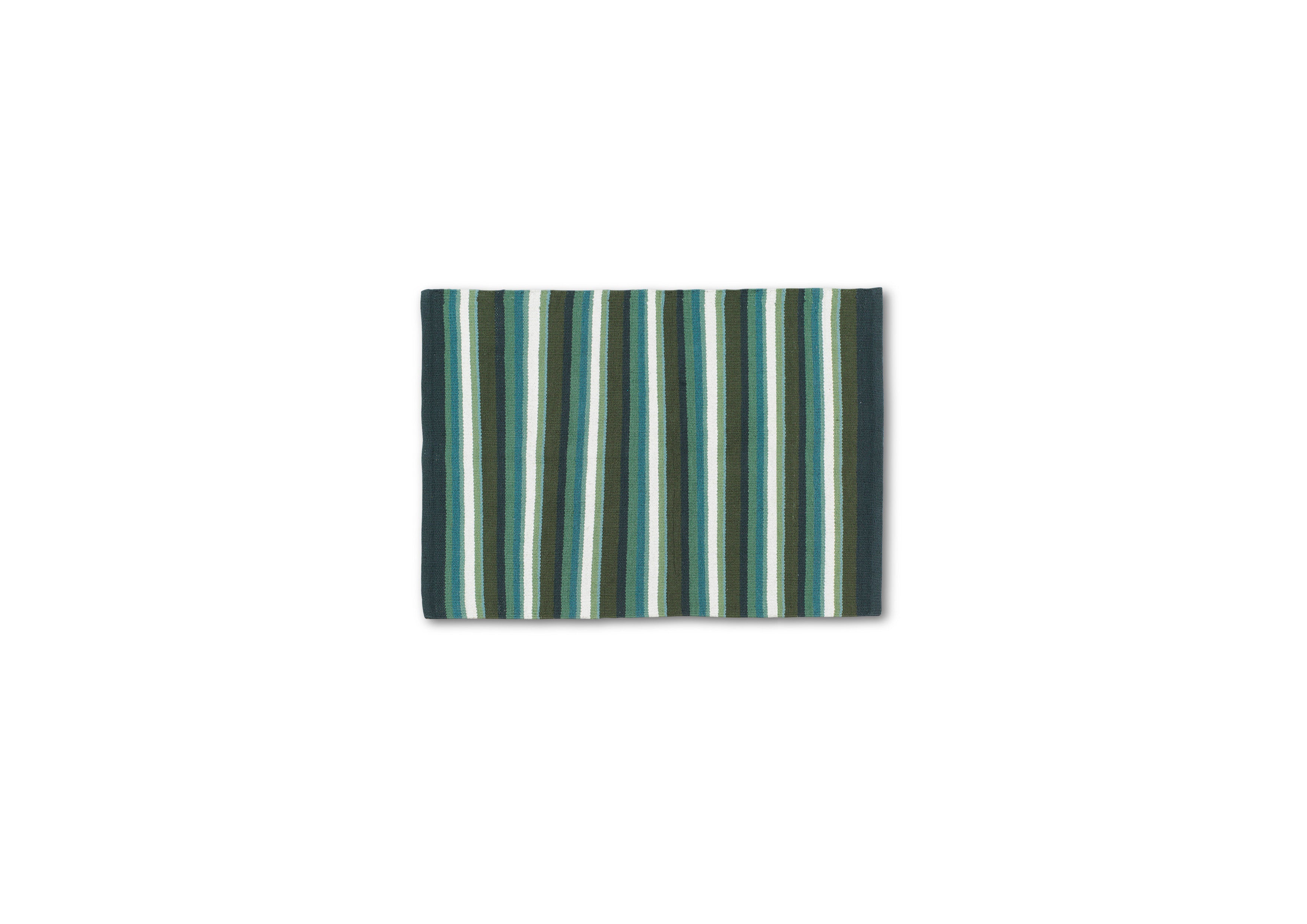 Matta Stripe 50x80 Salvia med gröna och turkosa ränder sedd ovanifrån