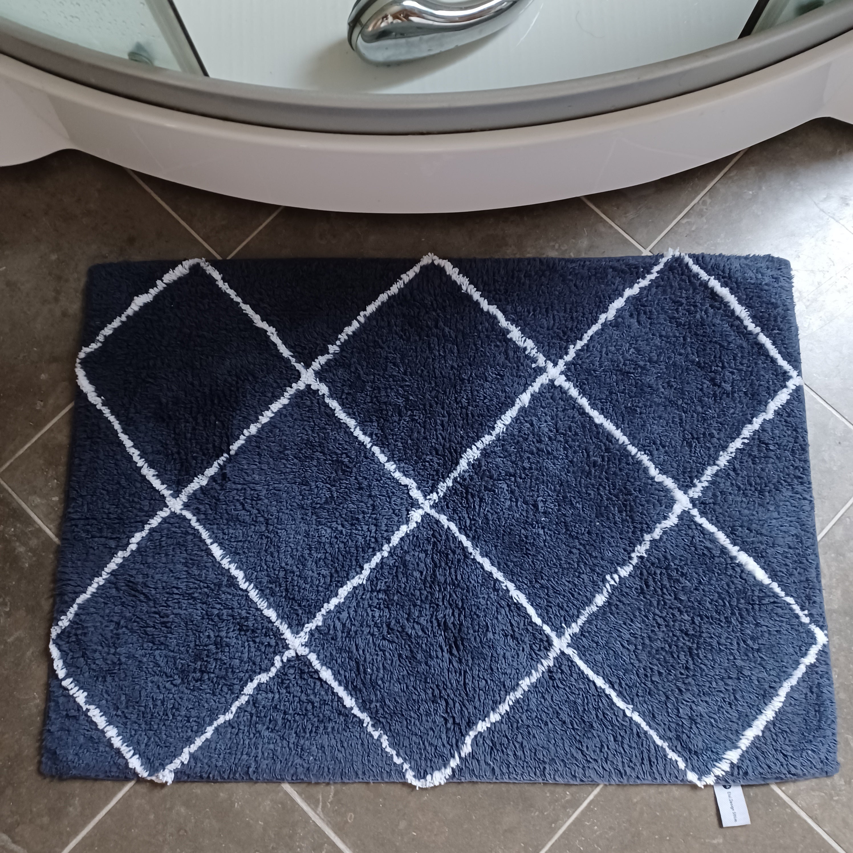 Bomullsmatta Romb Blå/vit Etol