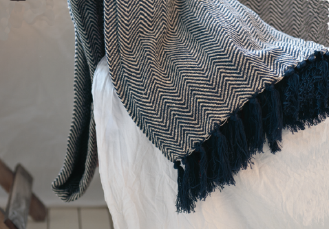 Pläd Fishbone Navy Etol