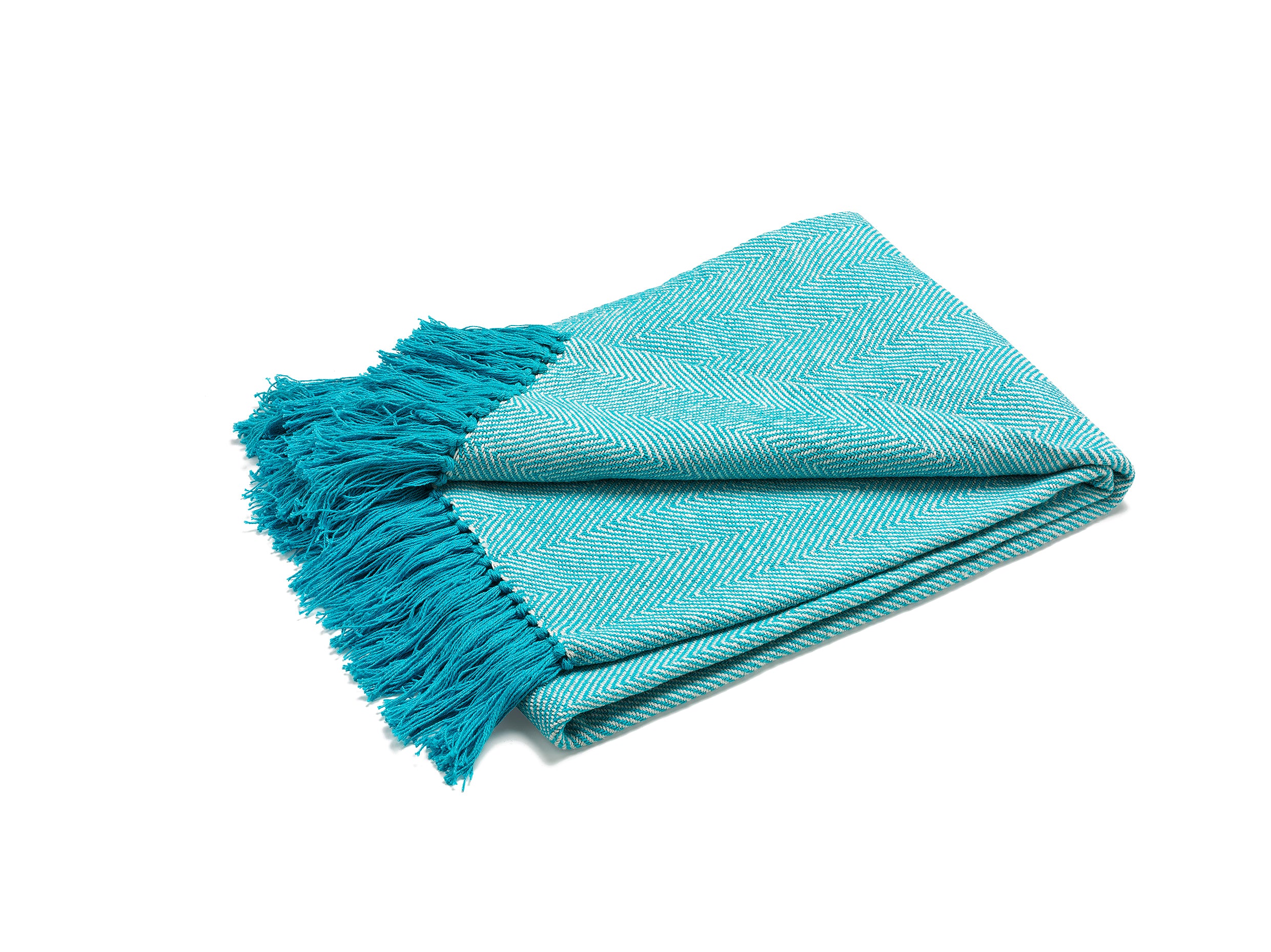 Pläd Fishbone Turkos Etol