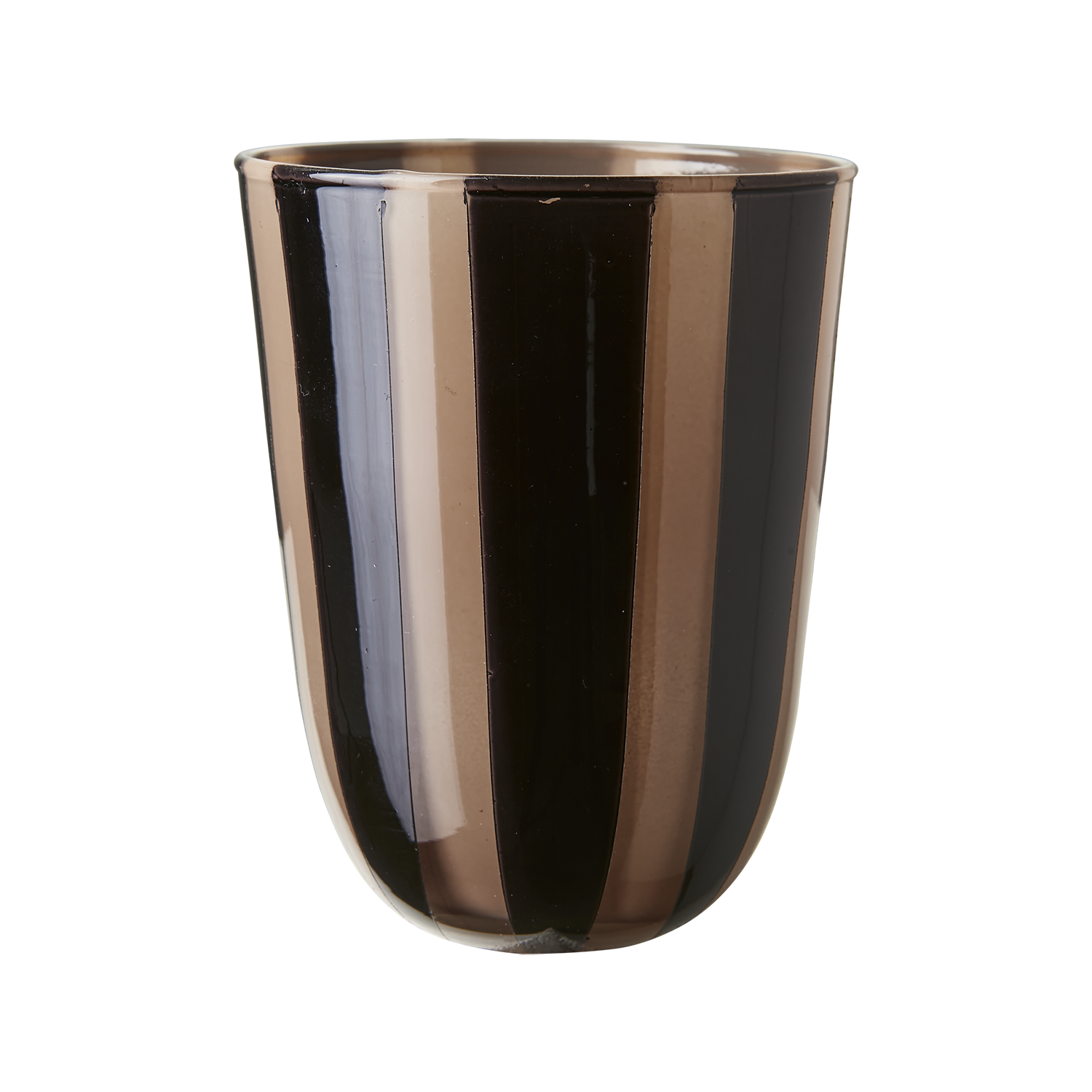 CIRCUS randig värmeljushållare i glas med svarta och beige ränder