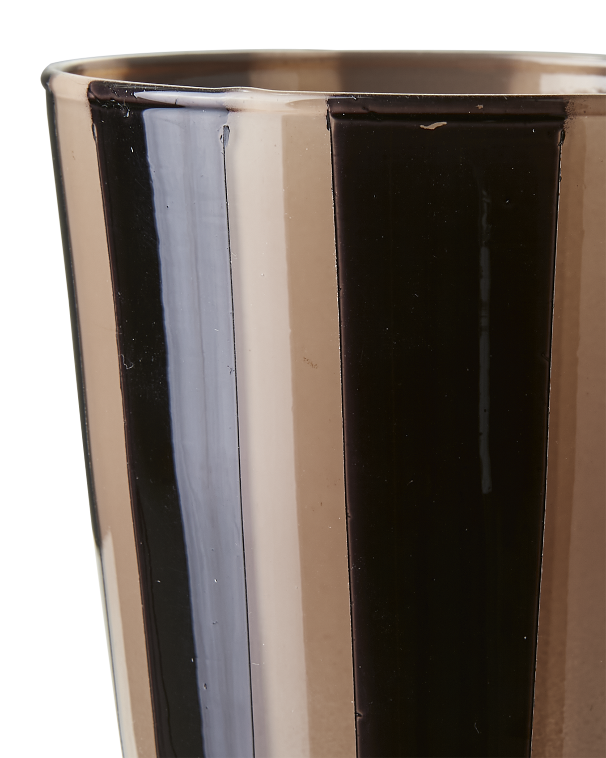 Handdiskad CIRCUS värmeljushållare i svart och beige mönstrat glas