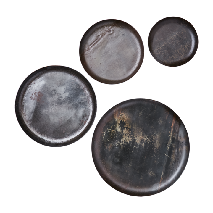 ROBUST Fat, set om 4, Svart – diameter: 15 cm, höjd: 2,5 cm, diameter: 20 cm, höjd: 2,5 cm, diameter: 25 cm, höjd: 2,5 cm, diameter: 30 cm, höjd: 2,5 cm