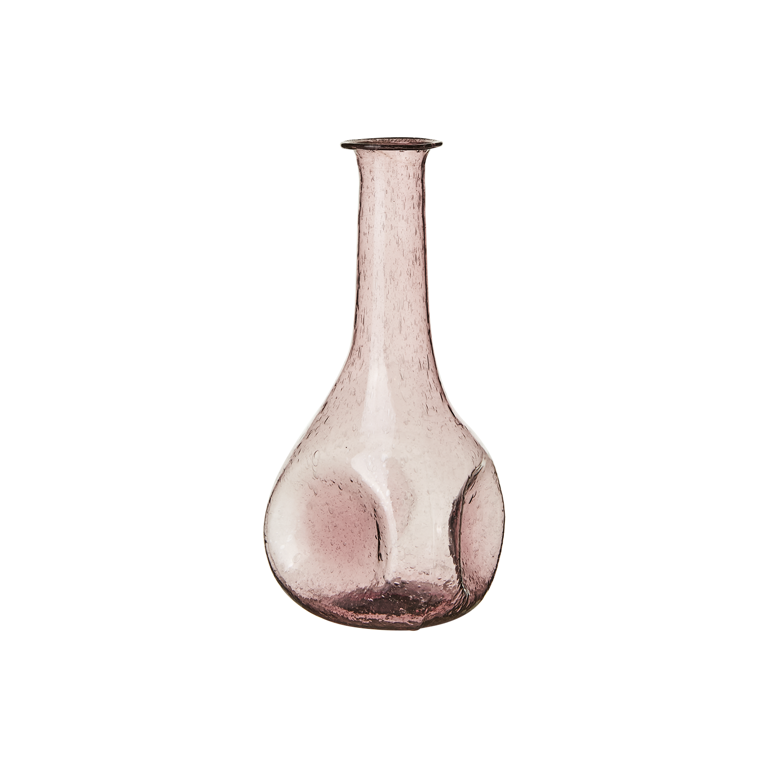 VIOLETTA vas M i rosa munblåst glas med unik form och struktur