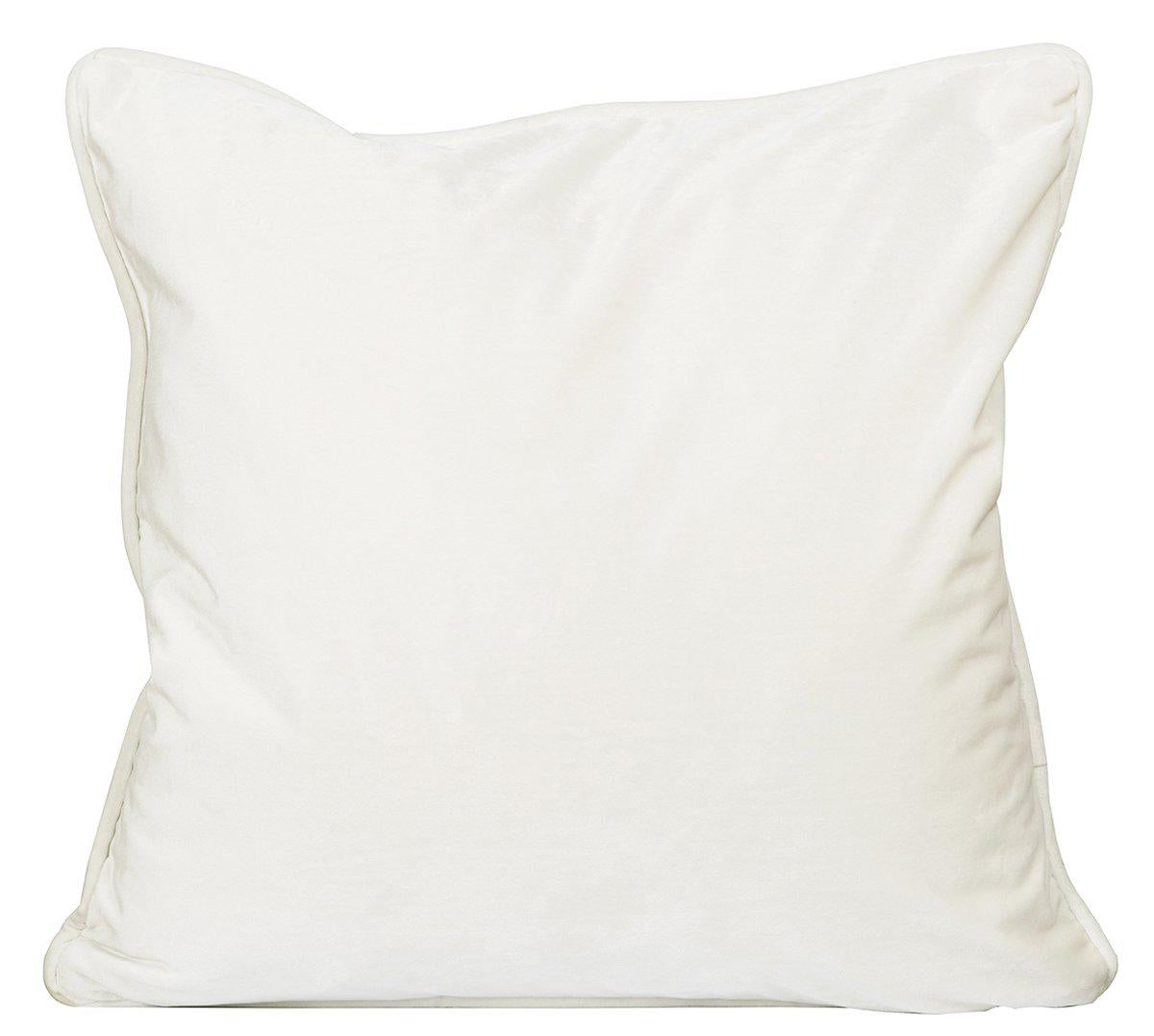 Vitt Elise kuddfodral 45x45 cm i mjuk sammet med dekorativ piping