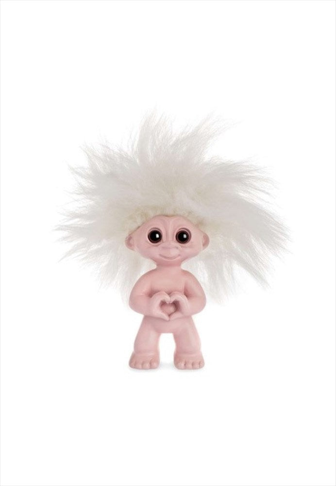 Lyckotroll Rosa med Hjärta 9 cm Träfigurer Spring Copenhagen