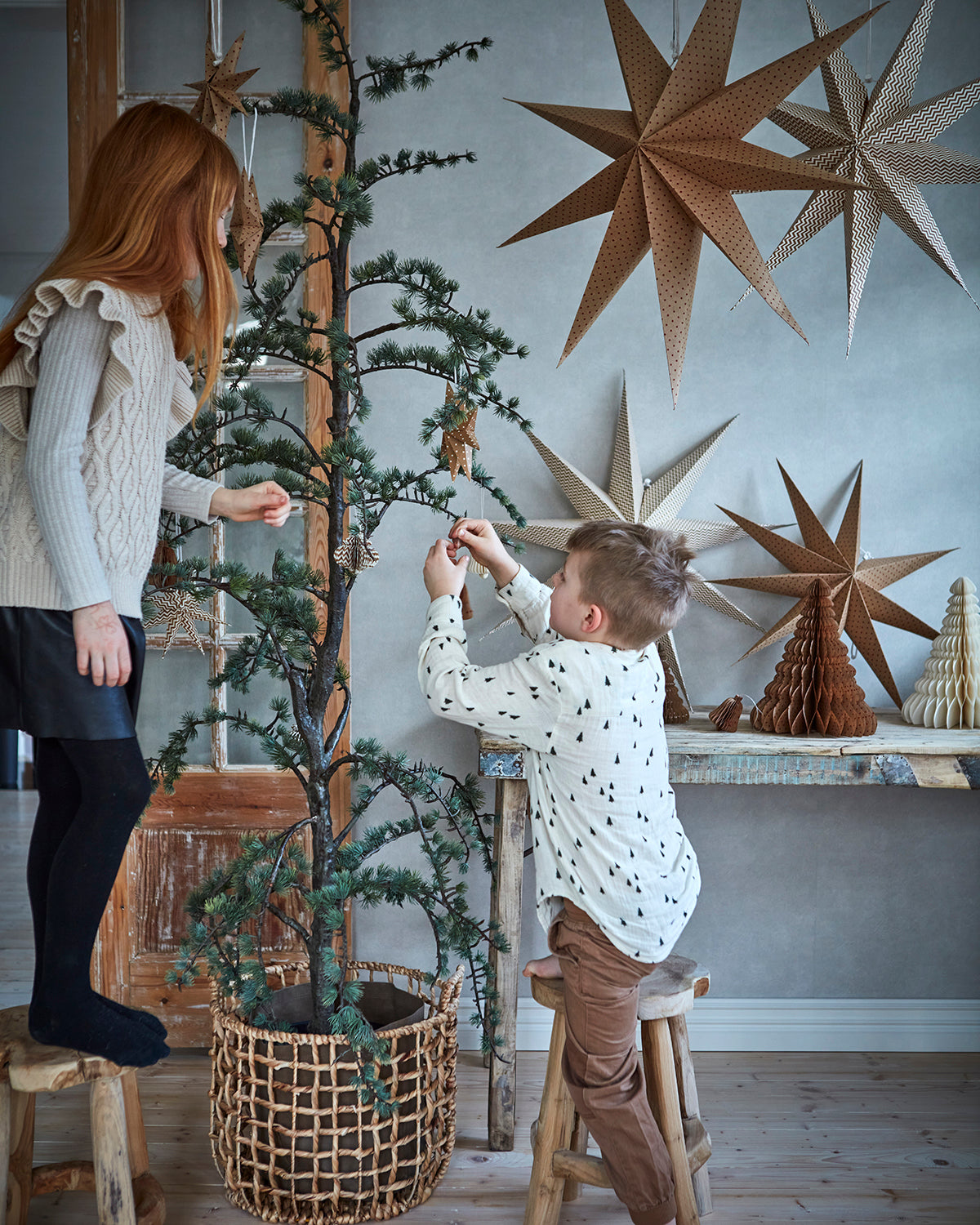 Adventsstjärna - UNI Stjärna XL, Brun/vit Affari of Sweden