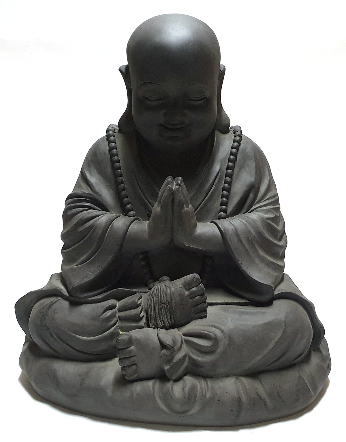 Mediterande Buddha Staty Boeddha Beelden Mörkgrå 35 cm