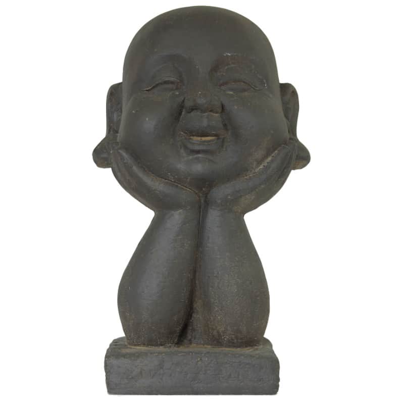 Lycklige Buddhas Huvud Staty Boeddha Beelden Mörkgrå
