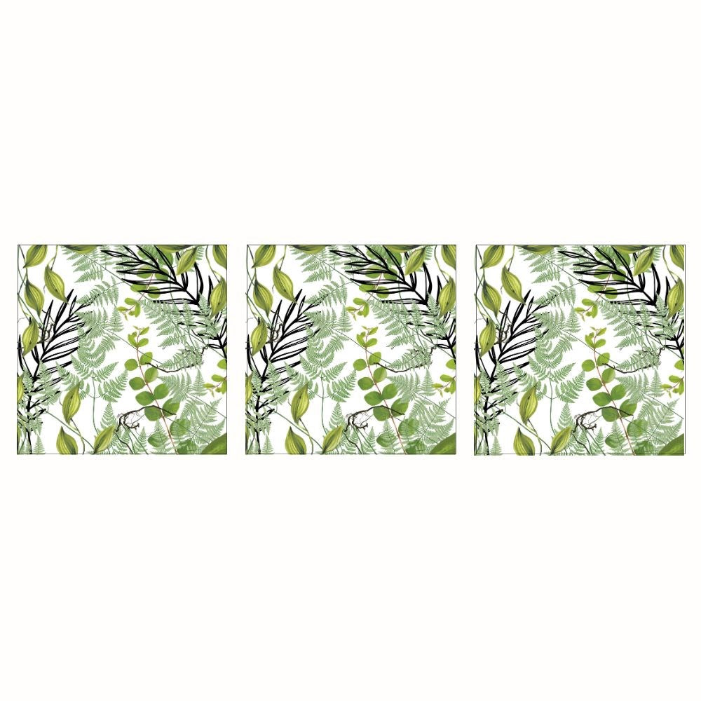 Botanique servetter 33x33 cm med gröna växtblad och bladmotiv i 3-pack