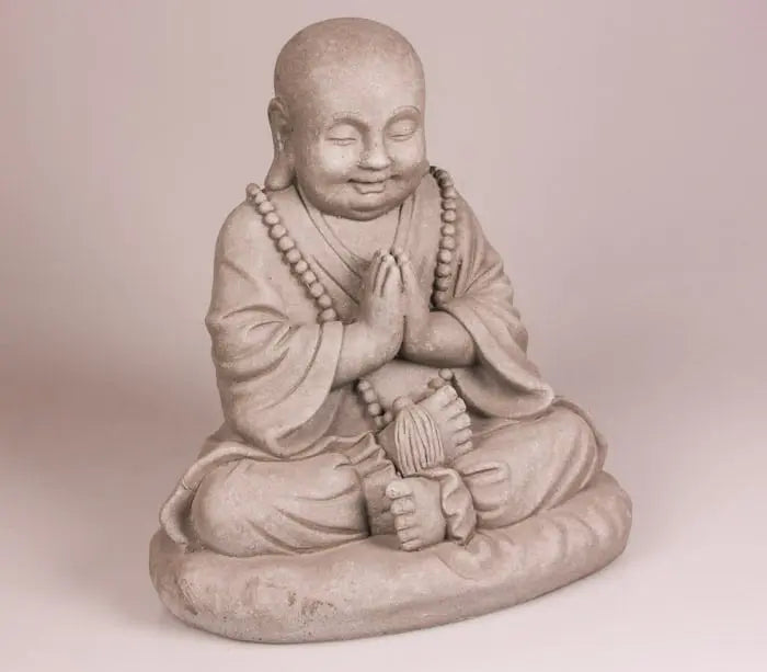 Mediterande Buddha Staty Boeddha Beelden Grå 35 cm