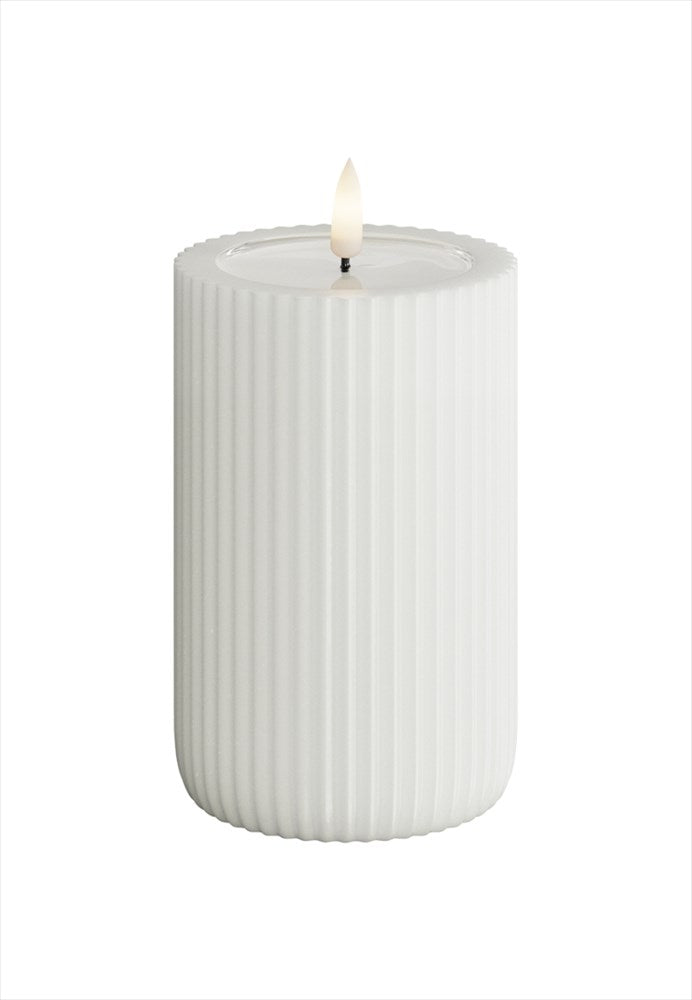 Unique LED Blockljus Stripe Vit 8x12,5 cm Unique Candles