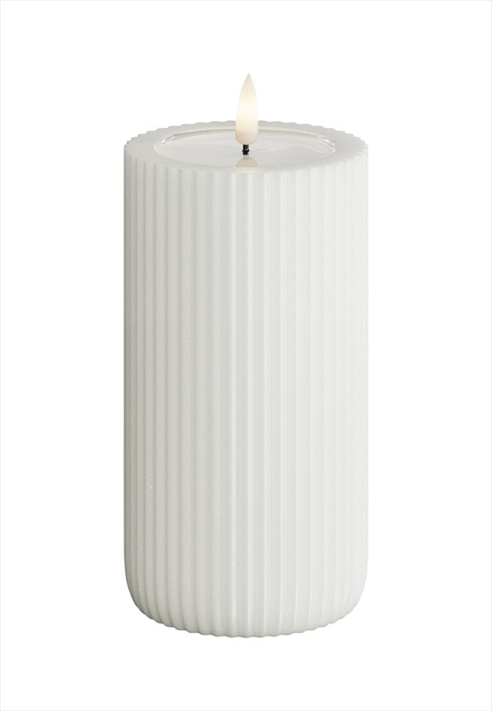 Unique LED Blockljus Stripe Vit 8x15 cm Unique Candles