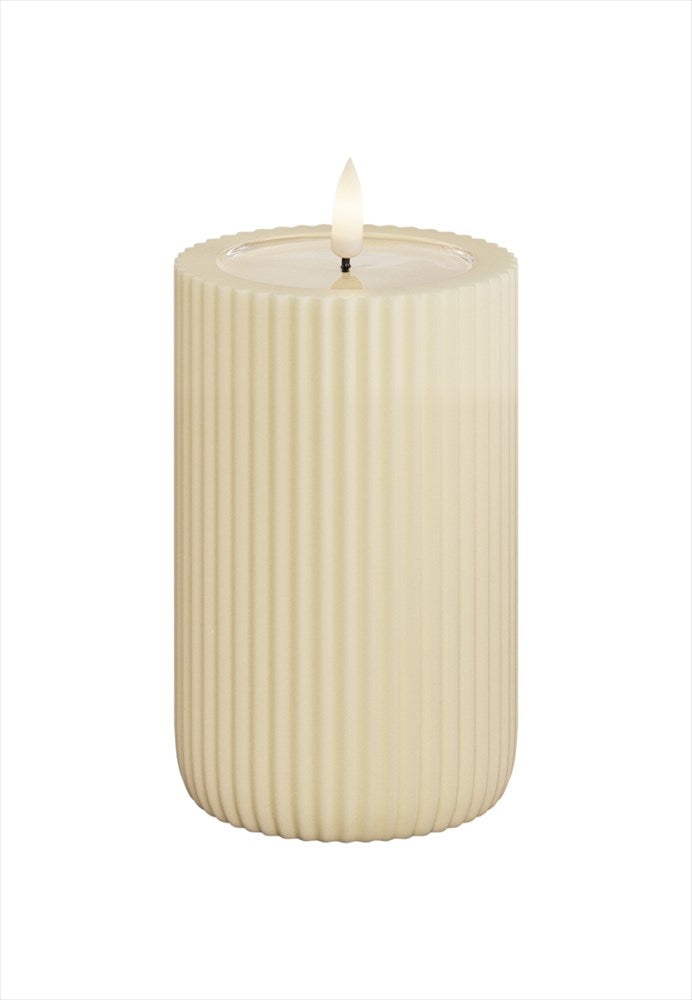 Unique LED Blockljus Stripe Cream 8x12,5 cm Unique Candles