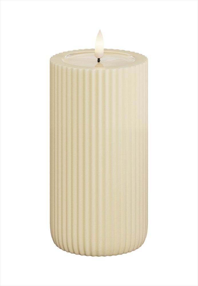 Unique LED Blockljus Stripe Cream 8x15 cm Unique Candles