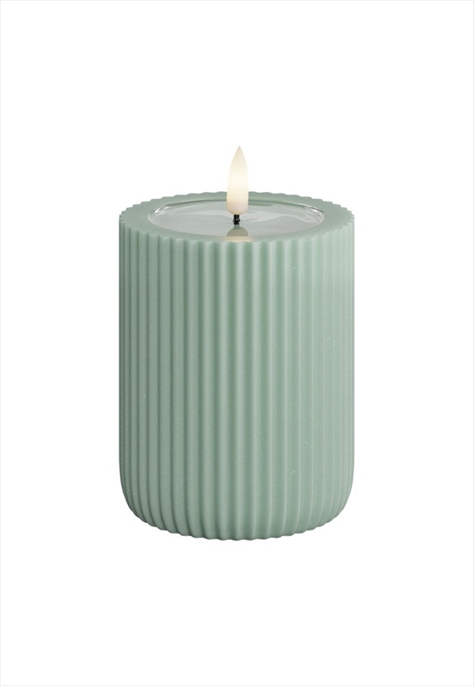 Unique LED Blockljus Stripe Sage green 8x10 cm Unique Candles