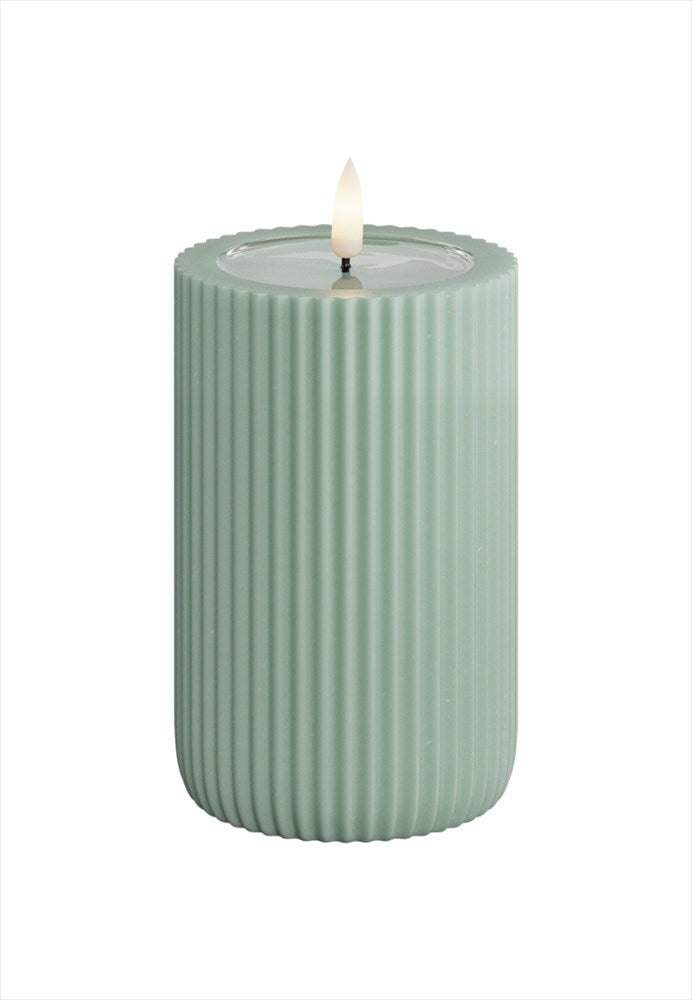 Unique LED Blockljus Stripe Sage green 8x12,5 cm Unique Candles