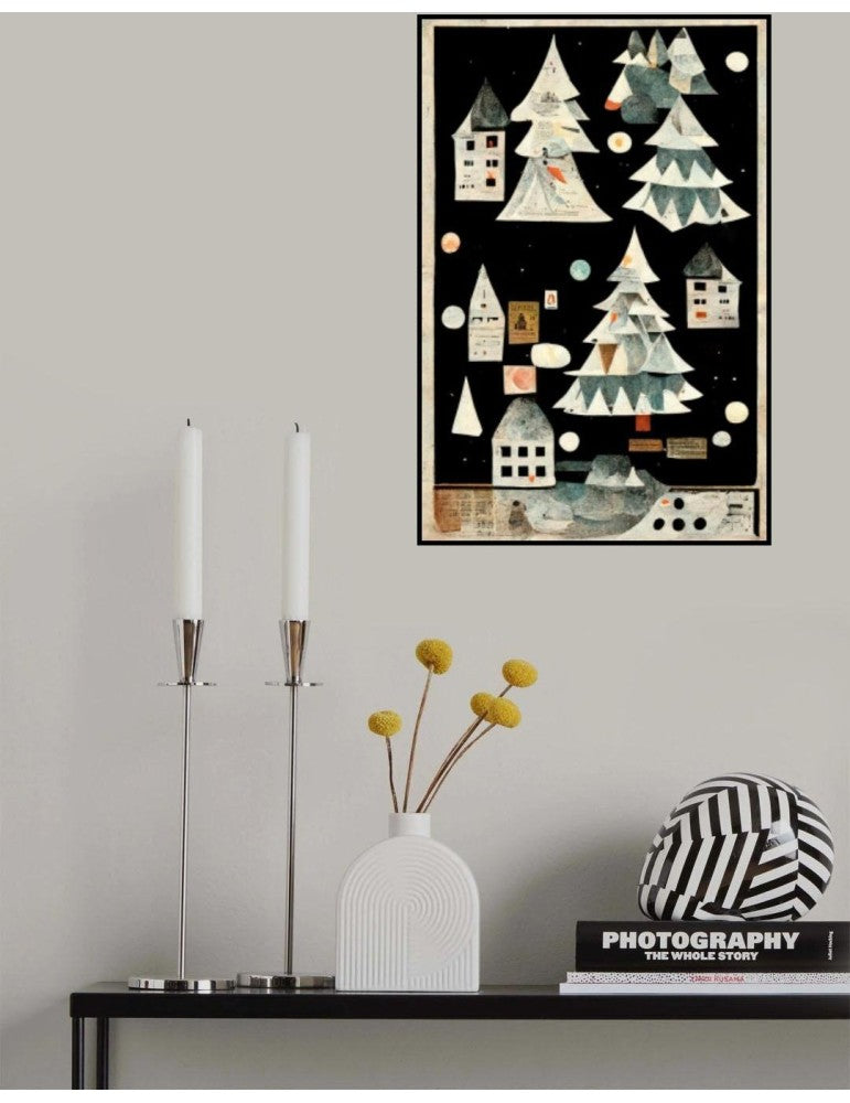 Affisch - A Paper Village At Night Pelcasa