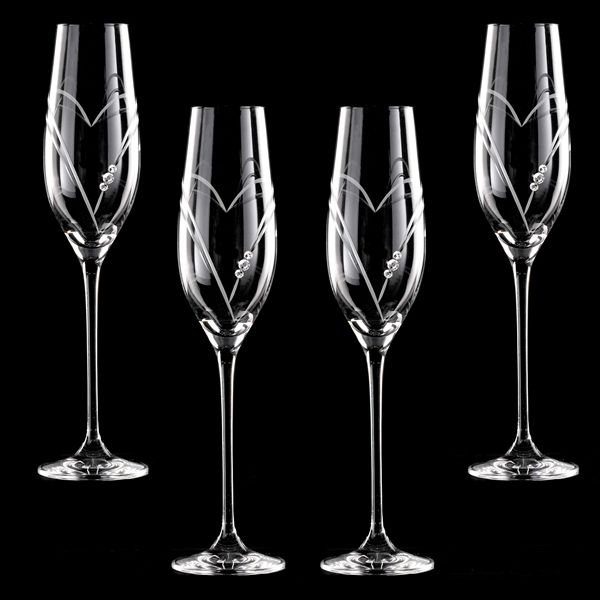 Two Hearts Champagneglas med Swarovski-kristaller - 4 st MATRIVO
