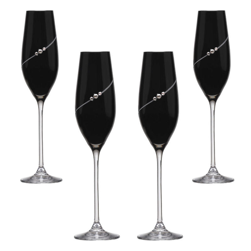 Svarta New Pen Champagneglas med Swarovski-kristaller - 4 st MATRIVO