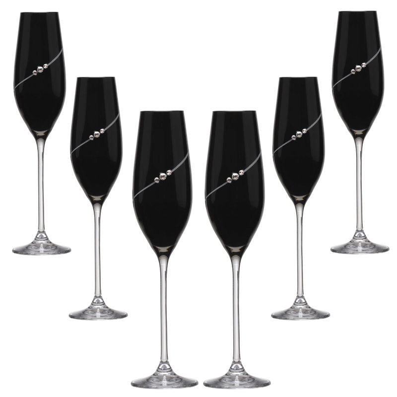 Svarta New Pen Champagneglas med Swarovski-kristaller - 6 st MATRIVO